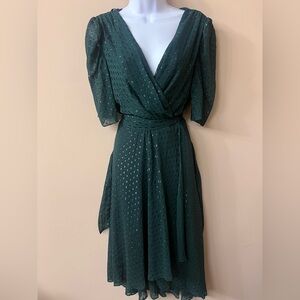 NWOT - Tommy Hilfiger Glitter-Dot Puff-Sleeve Midi Dress, Size 12